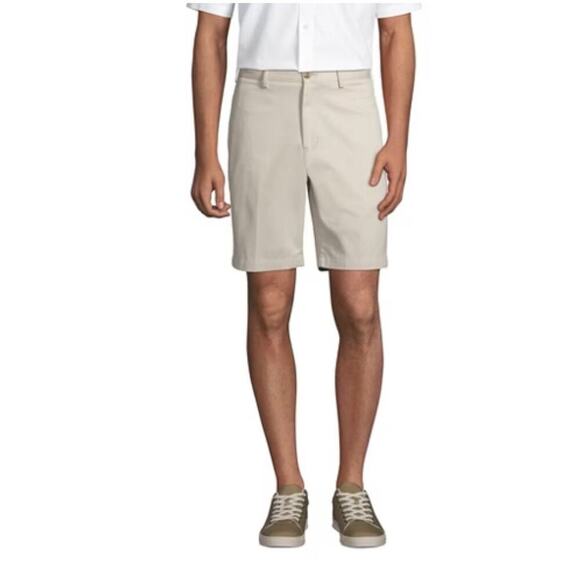 Lands' End Sz 32 Traditional Fit Chino Shorts Preppy Classic‎ Neutral - Picture 1 of 8